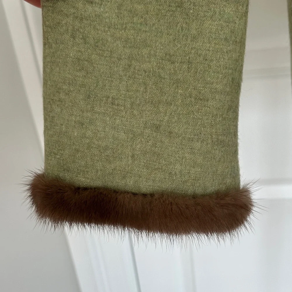 Vintage Selection de Givenchy Olive Green Parisian Wool Jacket Mink Fur Size 16W